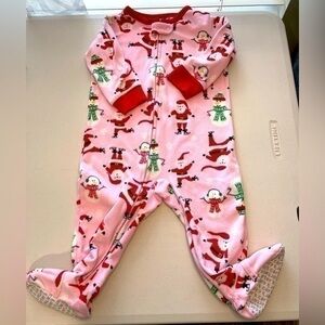 CARTER’S 12 Month Christmas Onesie Zippered With Footies EUC